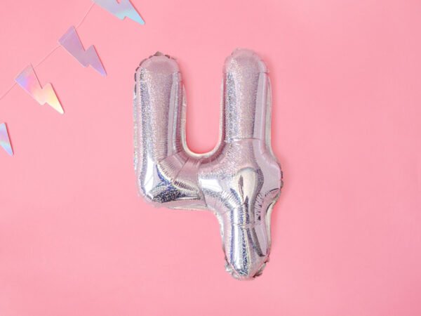Balão Foil número 4, 35cm, holográfico - Image 3