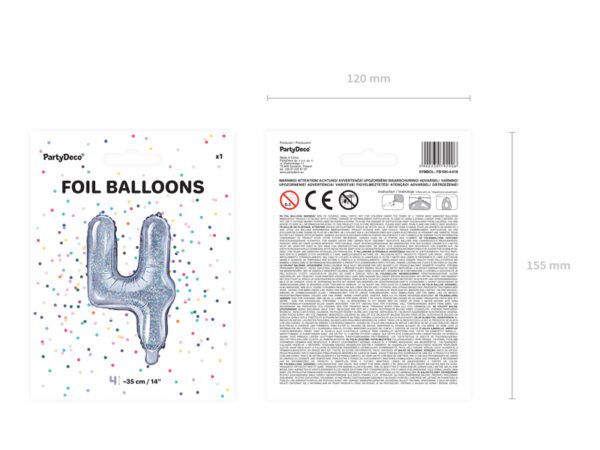 Balão Foil número 4, 35cm, holográfico - Image 2