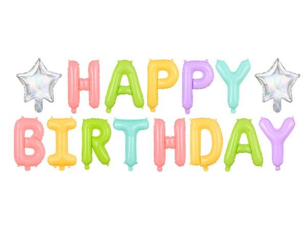 Balão Foil “Happy Birthday” 395x35cm – Mix de Cores