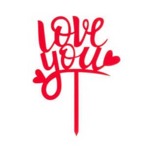 Cake Topper Love You Vermelho 13,5x10cm