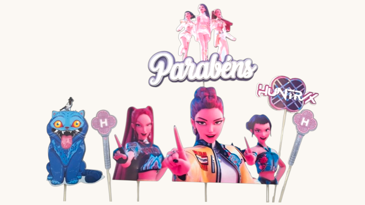 Topo de Bolo K-Pop Demon Hunters – Guerreiras do K-Pop (Kit de 6 peças) - Image 2