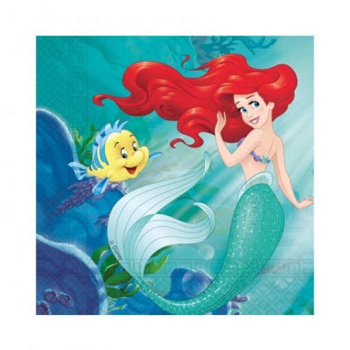 Guardanapos Ariel Pequena Sereia para festa infantil Disney 33cm
