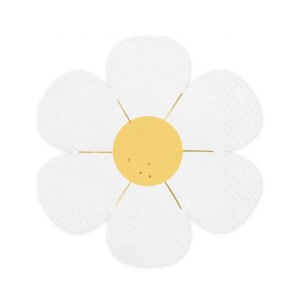 Guardanapos em forma de margarida para decoração de mesa de festa
