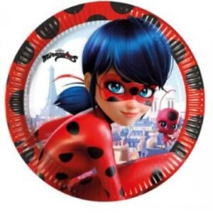 Prato descartável Ladybug vermelho de 23 cm para festa infantil