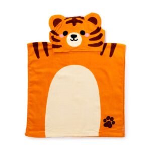 Toalha infantil laranja com capuz de tigre Adoramals em 100% algodão