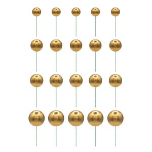 Conjunto de esferas douradas decorativas para bolos em diferentes tamanhos