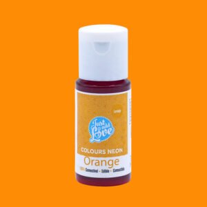 Corante em Gel Colours Neon Laranja 25ml para decoração de bolos, cupcakes, pasta de açúcar e glacê real.
