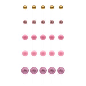 Conjunto de esferas rosa e ouro para decoração de bolos com 50 peças de diferentes tamanhos.