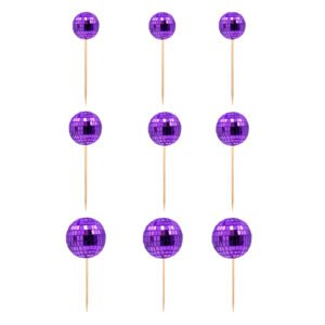 Conjunto de esferas espelhadas violeta para decoração de bolos.