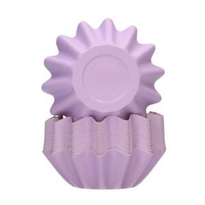 Cápsulas para cupcakes Bloom violeta pastel Funcakes com formato flor e 48 unidades.