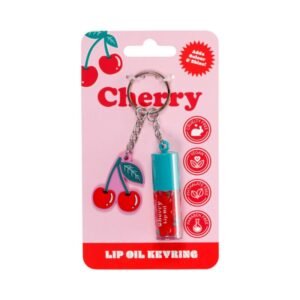 Porta-chaves Cherry com óleo labial e pendente decorativo.