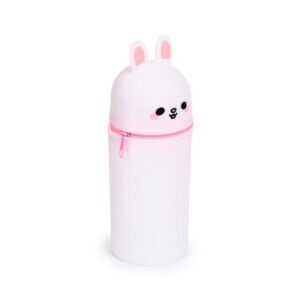 Estojo de silicone branco e rosa em forma de coelho Adoramals