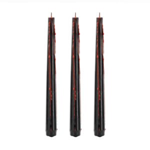 Pack de 3 velas pretas sangrentas de Halloween com efeito de cera vermelha