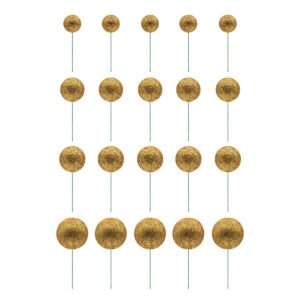 Conjunto de 20 esferas glitter ouro em vários tamanhos para decoração de bolos